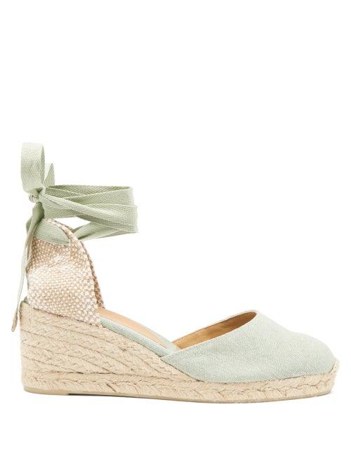 Castaer - Carina 60 Canvas & Jute Espadrille Wedges - Womens - Green