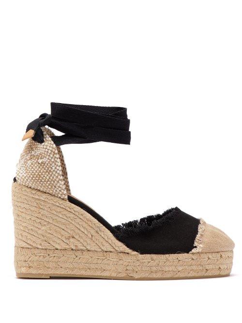 Matchesfashion.com Castaer - Catalina Platform Canvas Wedge Espadrilles - Womens - Black