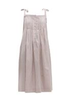 Matchesfashion.com Loup Charmant - Kapari Striped Cotton Poplin Dress - Womens - White Multi