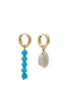 Matchesfashion.com Timeless Pearly - Mismatched Turquoise & Gold Vermeil Earrings - Womens - Blue
