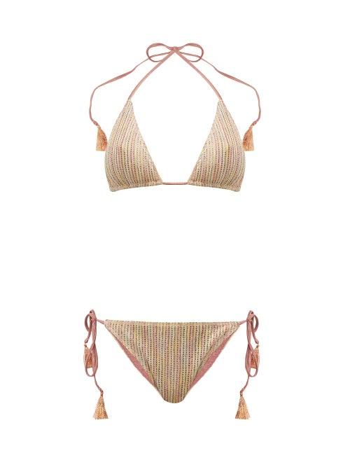 Matchesfashion.com Missoni Mare - Desert Striped Lam Knit Bikini - Womens - Nude