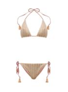 Matchesfashion.com Missoni Mare - Desert Striped Lam Knit Bikini - Womens - Nude