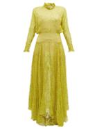 Matchesfashion.com Preen By Thornton Bregazzi - Mary Ruffle Neck Devor Maxi Dress - Womens - Yellow