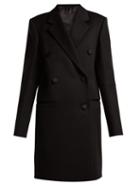 Matchesfashion.com Helmut Lang - Double Breasted Wool Blend Coat - Womens - Black