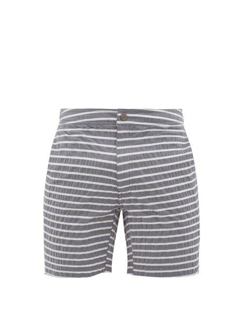 Matchesfashion.com Onia - Calder Striped Seersucker Swim Shorts - Mens - Charcoal