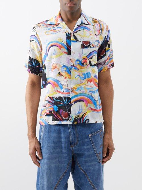 Aries - Panthera Patch-pocket Twill Shirt - Mens - Multi