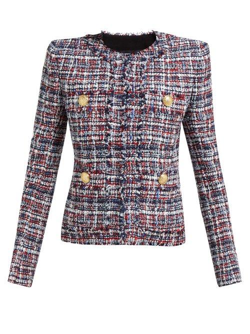 Matchesfashion.com Balmain - Single Breasted Tweed Jacket - Womens - Red Multi