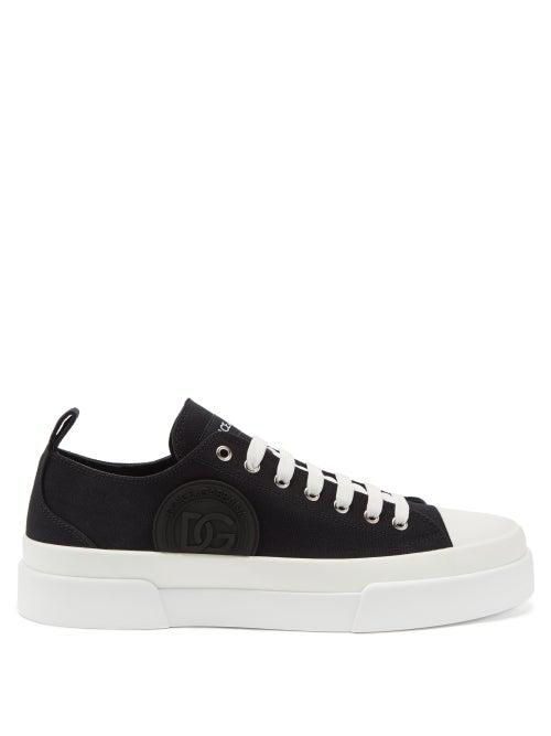 Dolce & Gabbana - Logo-patch Canvas Trainers - Mens - Black White