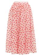 Matchesfashion.com Erdem - Lindie Floral Flocked Tulle Maxi Skirt - Womens - Pink Multi