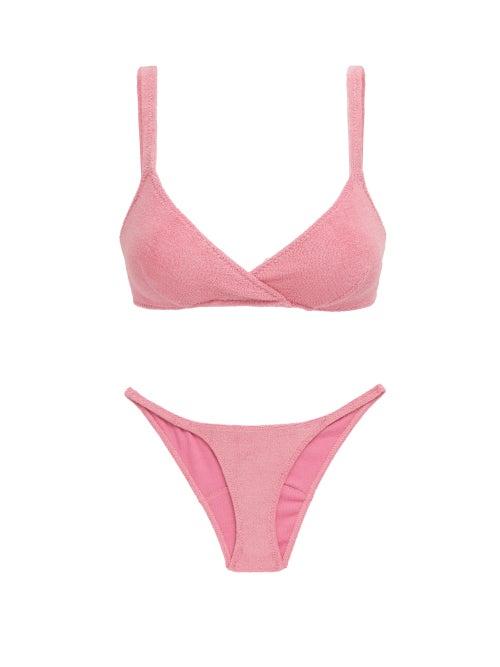 Matchesfashion.com Lisa Marie Fernandez - Yasmin Cotton-blend Terry Bikini - Womens - Pink
