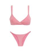Matchesfashion.com Lisa Marie Fernandez - Yasmin Cotton-blend Terry Bikini - Womens - Pink