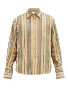 Matchesfashion.com Marrakshi Life - French-cuff Striped Cotton-blend Shirt - Mens - Beige Multi