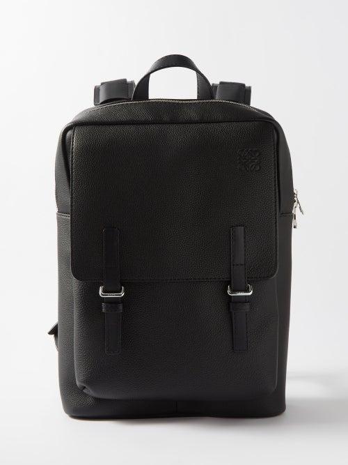 Loewe - Military Grained-leather Backpack - Mens - Black