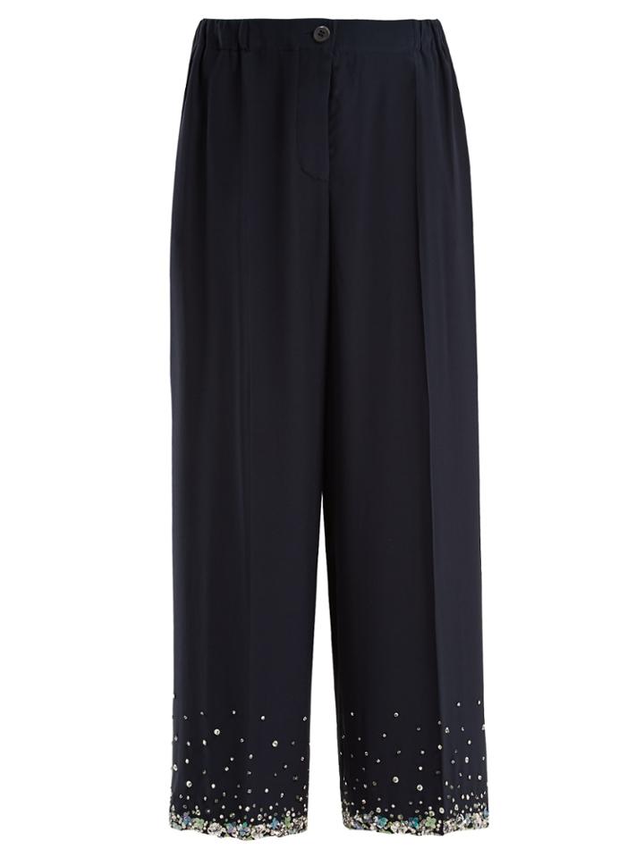 Miu Miu Cropped Crystal-embellished Silk Trousers