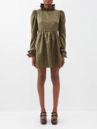 Batsheva - Polka-dot Twill Mini Dress - Womens - Green Black