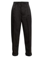 Matchesfashion.com Prada - High Rise Paperbag Waist Satin Trousers - Womens - Black