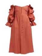 Matchesfashion.com Cult Gaia - Simona Ruffled Off The Shoulder Midi Dress - Womens - Dark Red