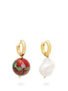 Matchesfashion.com Timeless Pearly - Mismatched Baroque Pearl And Cloisonn Earrings - Womens - Red Multi