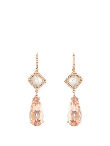Matchesfashion.com Nsr Nina Runsdorf - Diamond, Morganite & Pink Gold Earrings - Womens - Pink Gold