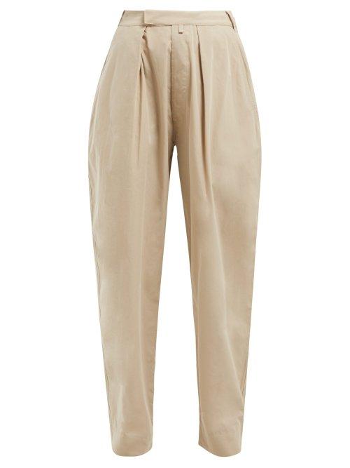 Matchesfashion.com Katharine Hamnett London - Bonnie High Rise Cotton Trousers - Womens - Beige
