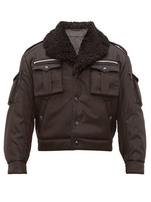 Matchesfashion.com Prada - Shearling Collar Flight Jacket - Mens - Black