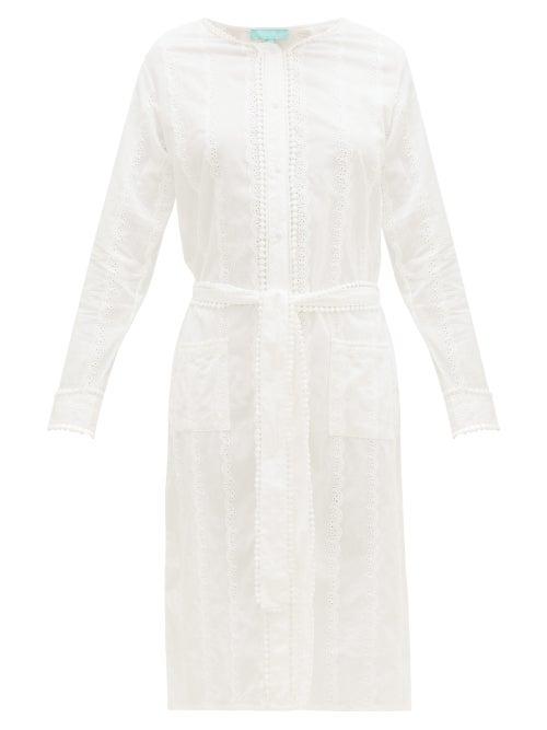 Matchesfashion.com Melissa Odabash - Patty Belted Cotton-voile Shirt Dress - Womens - White