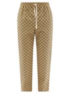 Mens Rtw Gucci - Gg-jacquard Cotton-blend Canvas Track Pants - Mens - Brown