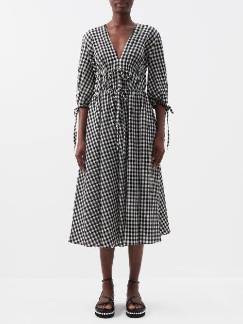 Altuzarra - Donrine Gingham Cotton-blend Midi Dress - Womens - Black White