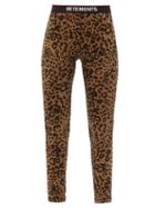 Matchesfashion.com Vetements - Logo-waistband Leopard-print Jersey Leggings - Womens - Leopard