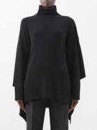 Valentino - Waterfall-sleeve Wool-blend High-neck Sweater - Womens - Black