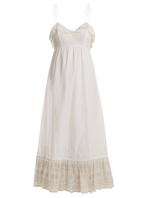 Matchesfashion.com Athena Procopiou - Sunday Morning Lace Trimmed Maxi Dress - Womens - Ivory
