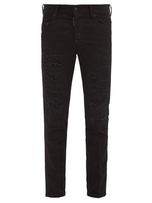 Matchesfashion.com Dsquared2 - Black Bull Ripped Slim-leg Jeans - Mens - Black