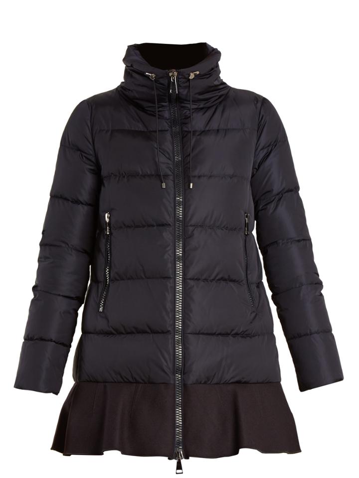 Moncler Viburnum Ruffled-hem Quilted Down Coat