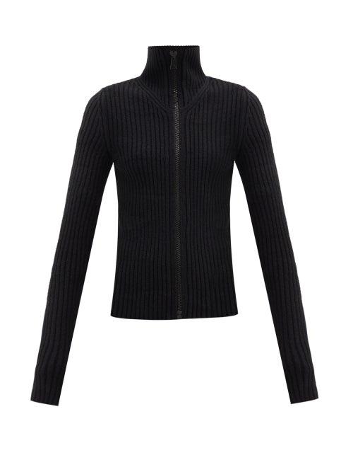 Matchesfashion.com Bottega Veneta - Zip-through Ribbed Wool-blend Sweater - Womens - Black
