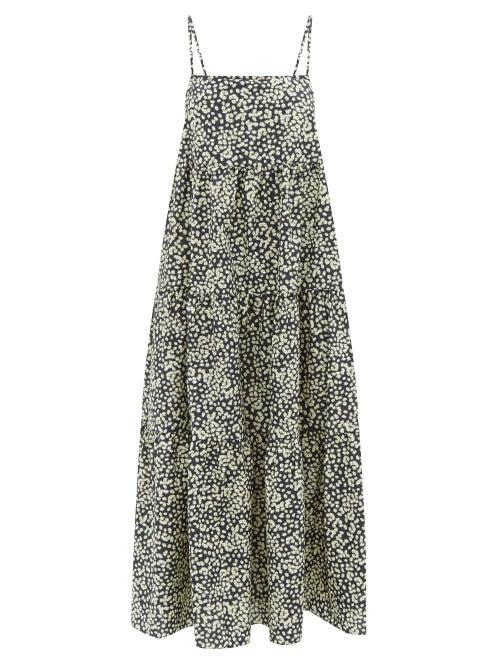 Matteau - Scoop-back Floral Organic-cotton Poplin Maxi Dress - Womens - Navy Floral