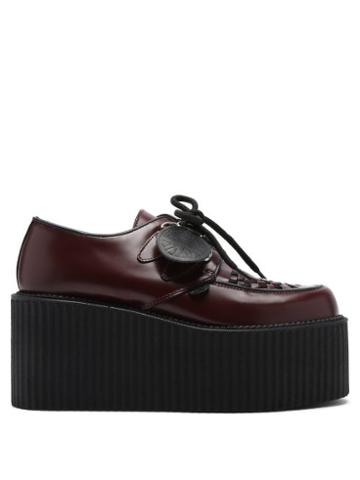 Matchesfashion.com Molly Goddard - X Underground Mort Leather Platform Derby Shoes - Womens - Burgundy