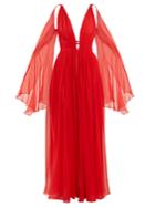 Dundas Deep V-neck Sleeveless Silk-chiffon Gown