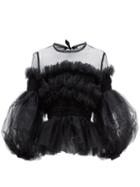 Matchesfashion.com Molly Goddard - Arlo Balloon Sleeve Tulle Top - Womens - Black