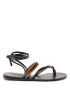Ladies Shoes Ancient Greek Sandals - Lafitis Wraparound Leather Sandals - Womens - Black Gold