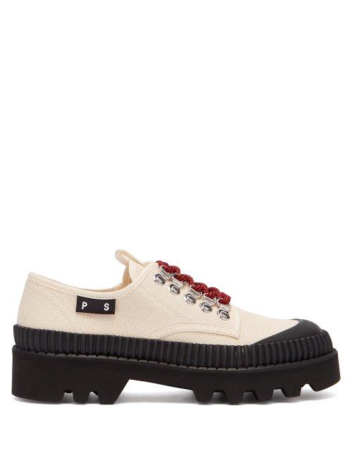 Matchesfashion.com Proenza Schouler - Trek Sole Flatform Canvas Trainers - Womens - Black Cream