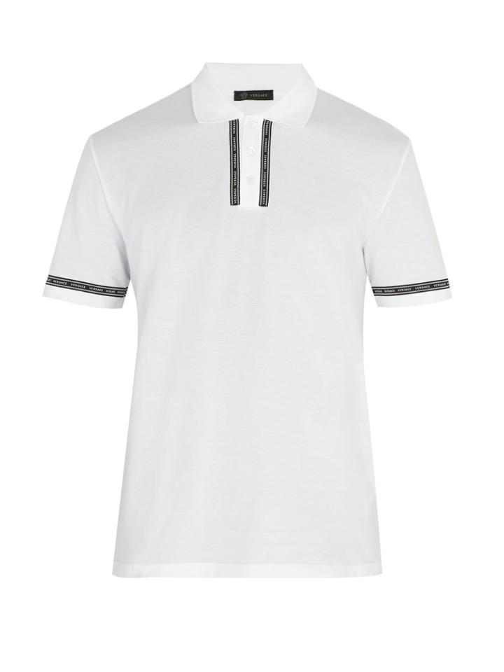 Versace Logo-print Tape Cotton-piqu Polo Shirt
