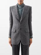 Saint Laurent - Peak-lapel Wool-blend Tweed Blazer - Womens - Grey