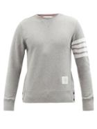 Thom Browne - Four-bar Intarsia-stripe Cotton Sweatshirt - Mens - Grey