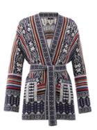 Matchesfashion.com Etro - Ischia Belted Wool-blend Jacquard Cardigan - Womens - Navy Multi