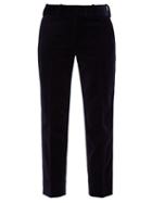 Matchesfashion.com Cefinn - Cropped Cuff Cotton Velvet Trousers - Womens - Navy