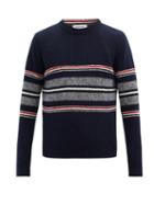 Matchesfashion.com Thom Browne - Stripe-jacquard Wool-blend Sweater - Mens - Navy