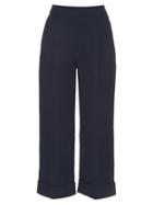 Matchesfashion.com Delpozo - Wide Leg Cropped Trousers - Womens - Navy