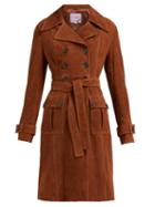 Matchesfashion.com Alexachung - Belted Double Breasted Suede Coat - Womens - Brown