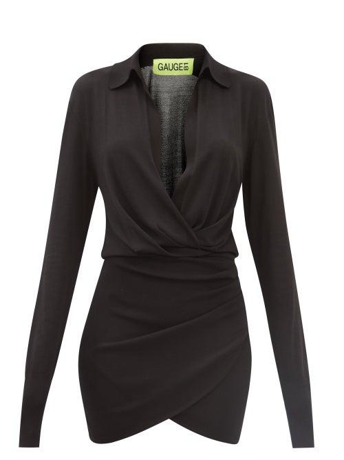 Gauge81 - Rubi Draped Knitted Wrap Dress - Womens - Black