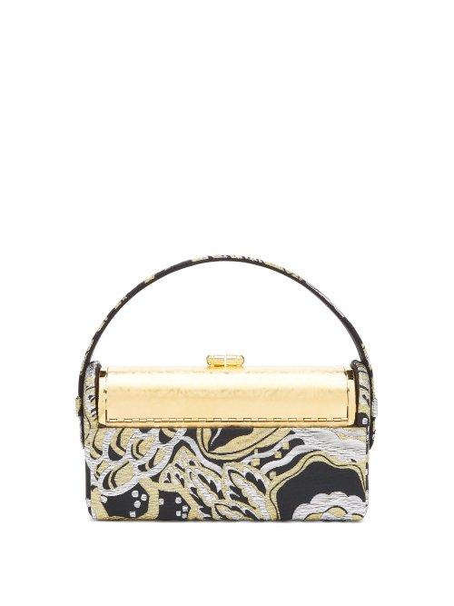 Matchesfashion.com Bienen-davis - Rgine Brocade Minaudire Clutch - Womens - Black Gold